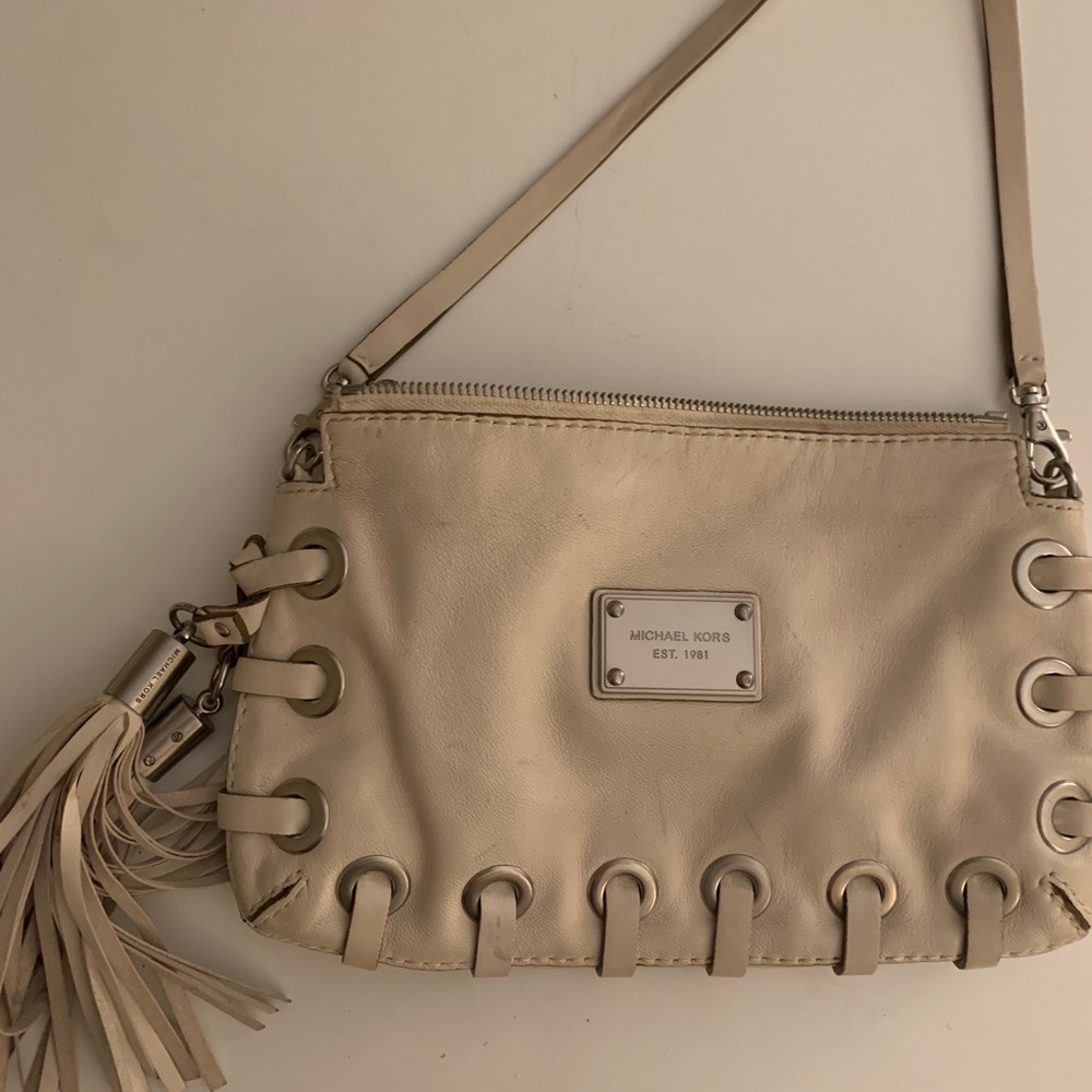 Michael Kors Astor Grommet Tassel Clutch Convertible Shoulder Bag